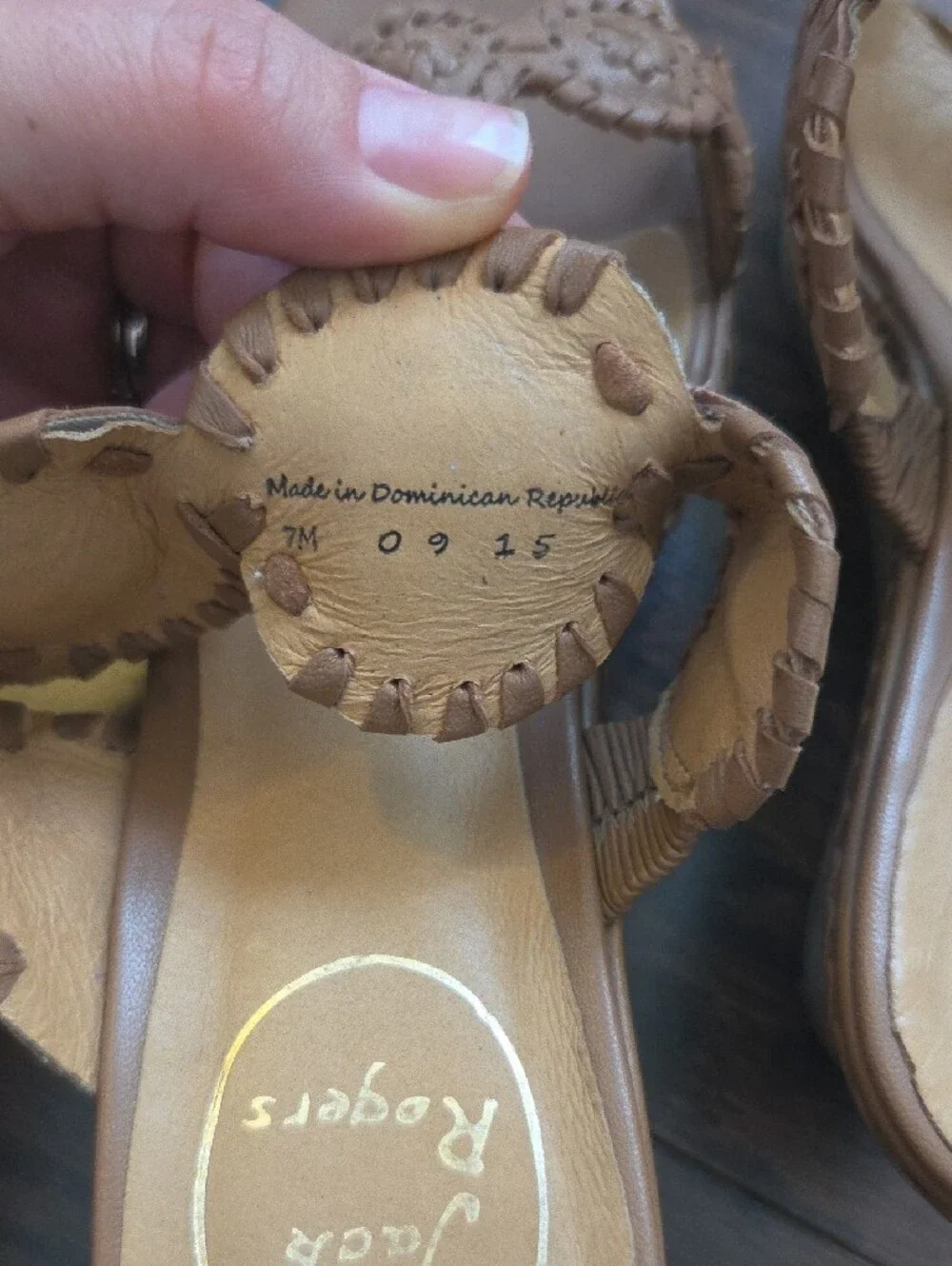 Jack Rogers Tan Leather Cutout Wedge Sandals